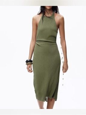 knee length dresses for ladies Champagne Satin Dress - Cutout Midi Dress main image 1
